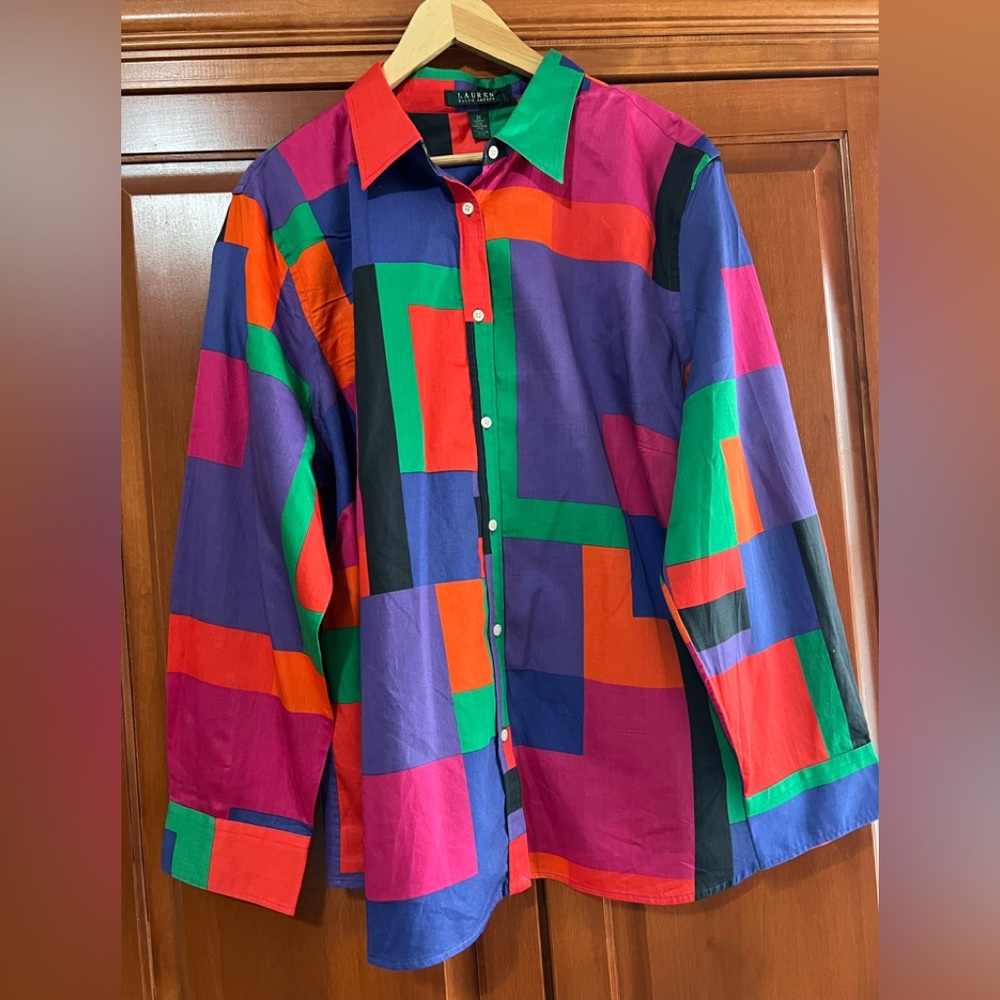 Lauren Ralph Lauren Multi Colored Patterned Blouse Size 3X